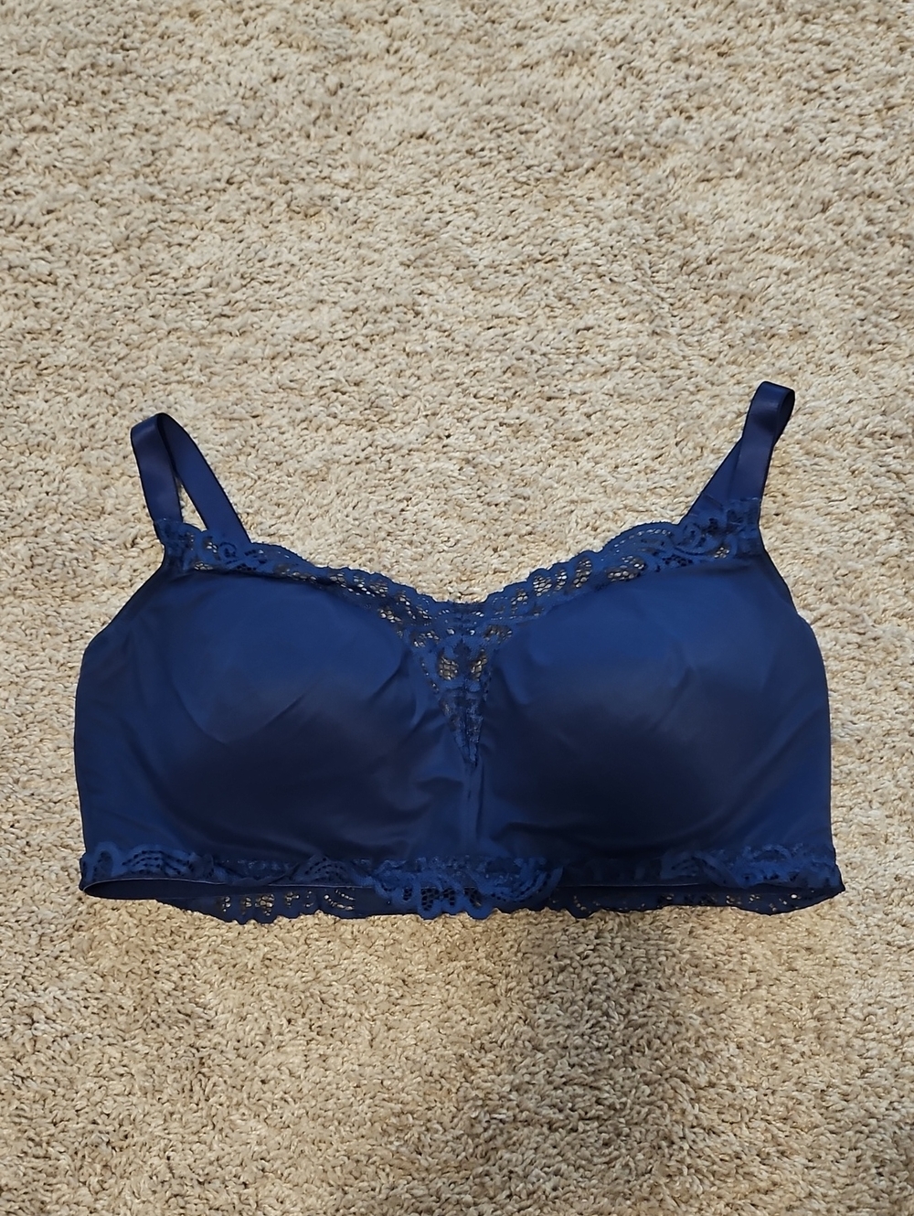 Bali Deep Navy Lace-Trim Comfort Bra 2XL Wirefree